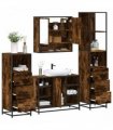 vidaXL 4 Piece Bathroom Furniture Set Smoked Oak Engineered Wood