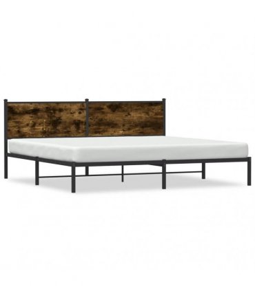 vidaXL Metal Bed Frame without Mattress Smoked Oak 200x200 cm