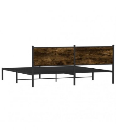 vidaXL Metal Bed Frame without Mattress Smoked Oak 200x200 cm