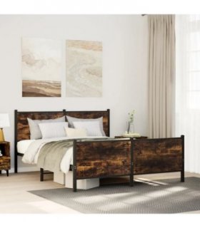 vidaXL Metal Bed Frame without Mattress Smoked Oak 140x190 cm