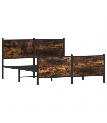 vidaXL Metal Bed Frame without Mattress Smoked Oak 140x200 cm
