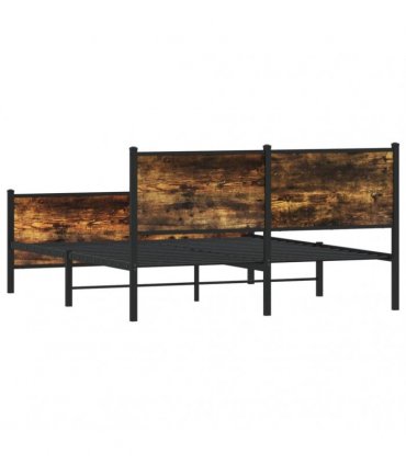 vidaXL Metal Bed Frame without Mattress Smoked Oak 140x200 cm