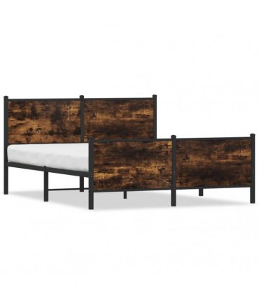 vidaXL Metal Bed Frame without Mattress Smoked Oak 150x200 cm