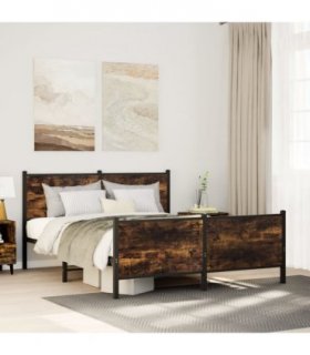 vidaXL Metal Bed Frame without Mattress Smoked Oak 160x200 cm