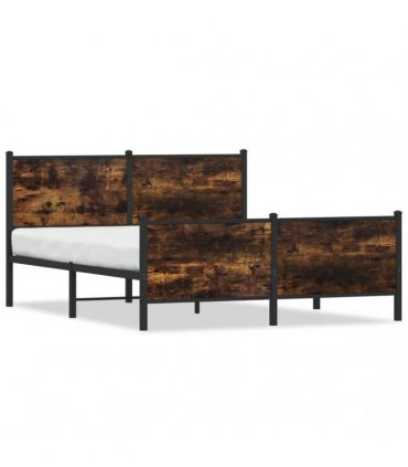 vidaXL Metal Bed Frame without Mattress Smoked Oak 160x200 cm