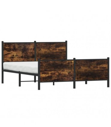 vidaXL Metal Bed Frame without Mattress Smoked Oak 160x200 cm