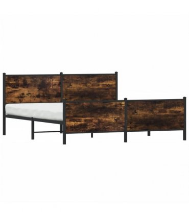 vidaXL Metal Bed Frame without Mattress Smoked Oak 180x200 cm