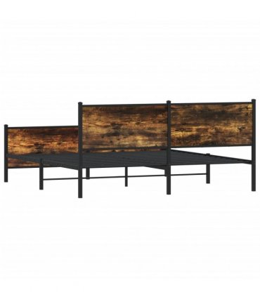 vidaXL Metal Bed Frame without Mattress Smoked Oak 180x200 cm