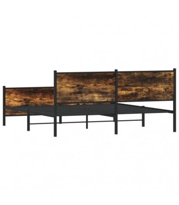 vidaXL Metal Bed Frame without Mattress Smoked Oak 183x213 cm