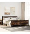 vidaXL Metal Bed Frame without Mattress Smoked Oak 200x200 cm