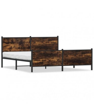 vidaXL Metal Bed Frame without Mattress Smoked Oak 200x200 cm