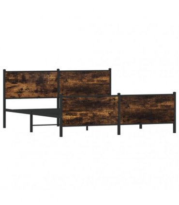 vidaXL Metal Bed Frame without Mattress Smoked Oak 200x200 cm