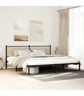 vidaXL Metal Bed Frame without Mattress Sonoma Oak 200x200 cm