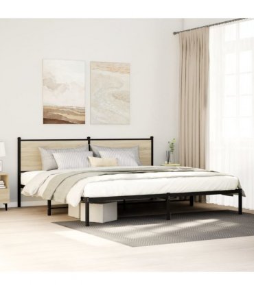 vidaXL Metal Bed Frame without Mattress Sonoma Oak 200x200 cm
