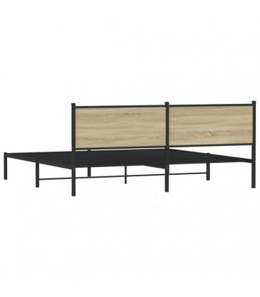 vidaXL Metal Bed Frame without Mattress Sonoma Oak 200x200 cm