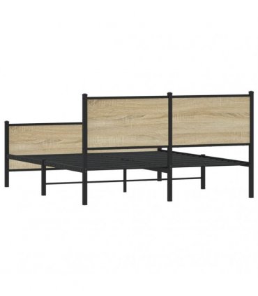 vidaXL Metal Bed Frame without Mattress Sonoma Oak 140x190 cm