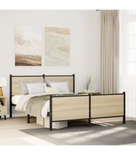 vidaXL Metal Bed Frame without Mattress Sonoma Oak 140x200 cm