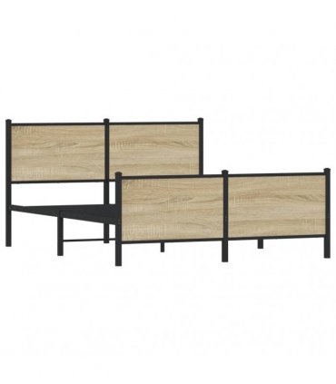 vidaXL Metal Bed Frame without Mattress Sonoma Oak 140x200 cm