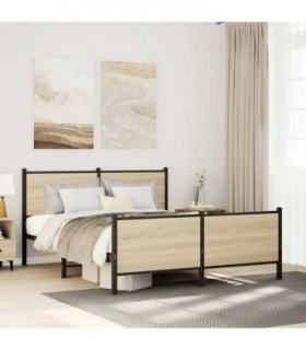 vidaXL Metal Bed Frame without Mattress Sonoma Oak 150x200 cm