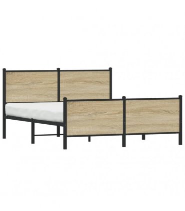vidaXL Metal Bed Frame without Mattress Sonoma Oak 150x200 cm