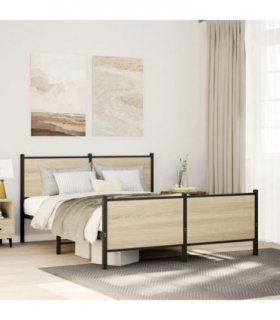 vidaXL Metal Bed Frame without Mattress Sonoma Oak 160x200 cm