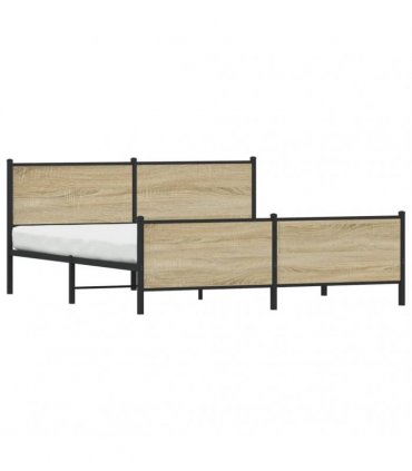vidaXL Metal Bed Frame without Mattress Sonoma Oak 193x203 cm