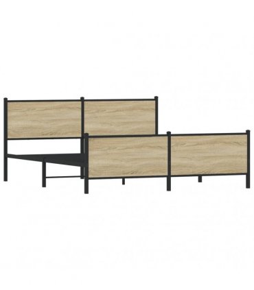 vidaXL Metal Bed Frame without Mattress Sonoma Oak 193x203 cm