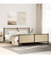 vidaXL Metal Bed Frame without Mattress Sonoma Oak 200x200 cm