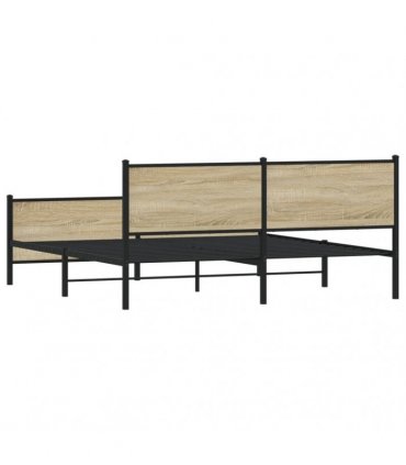 vidaXL Metal Bed Frame without Mattress Sonoma Oak 200x200 cm