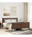 vidaXL Metal Bed Frame without Mattress Brown Oak 140x190 cm