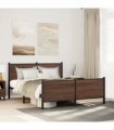 vidaXL Metal Bed Frame without Mattress Brown Oak 140x200 cm