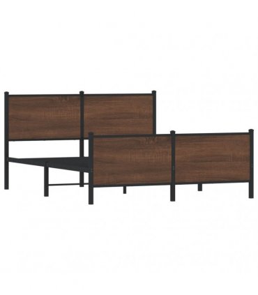 vidaXL Metal Bed Frame without Mattress Brown Oak 140x200 cm