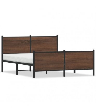 vidaXL Metal Bed Frame without Mattress Brown Oak 150x200 cm