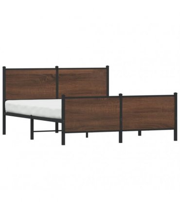 vidaXL Metal Bed Frame without Mattress Brown Oak 150x200 cm