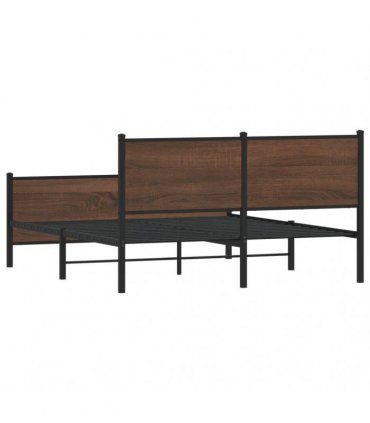vidaXL Metal Bed Frame without Mattress Brown Oak 150x200 cm