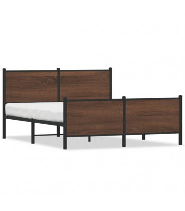 vidaXL Metal Bed Frame without Mattress Brown Oak 160x200 cm