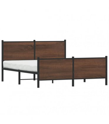 vidaXL Metal Bed Frame without Mattress Brown Oak 160x200 cm