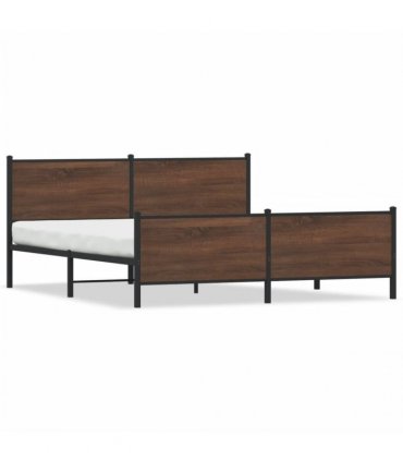 vidaXL Metal Bed Frame without Mattress Brown Oak 183x213 cm