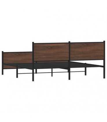vidaXL Metal Bed Frame without Mattress Brown Oak 183x213 cm