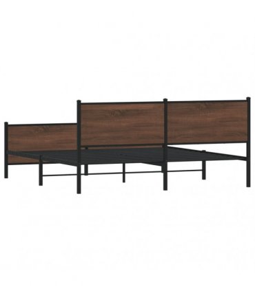 vidaXL Metal Bed Frame without Mattress Brown Oak 193x203 cm
