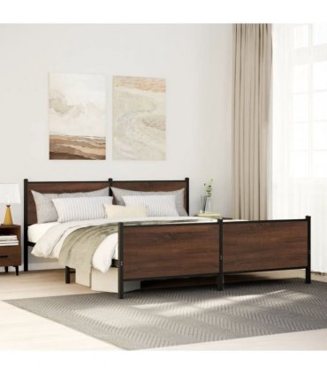 vidaXL Metal Bed Frame without Mattress Brown Oak 200x200 cm