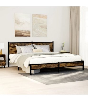 vidaXL Metal Bed Frame without Mattress Smoked Oak 180x200 cm