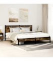 vidaXL Metal Bed Frame without Mattress Smoked Oak 180x200 cm