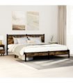 vidaXL Metal Bed Frame without Mattress Smoked Oak 183x213 cm