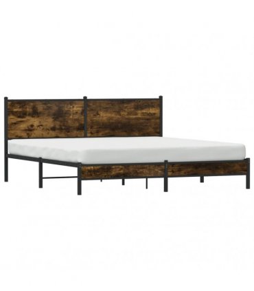 vidaXL Metal Bed Frame without Mattress Smoked Oak 183x213 cm