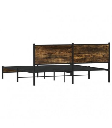 vidaXL Metal Bed Frame without Mattress Smoked Oak 183x213 cm