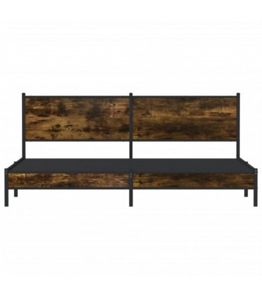 vidaXL Metal Bed Frame without Mattress Smoked Oak 193x203 cm