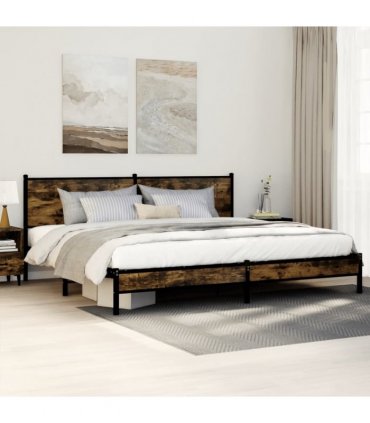 vidaXL Metal Bed Frame without Mattress Smoked Oak 200x200 cm