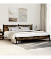 vidaXL Metal Bed Frame without Mattress Smoked Oak 200x200 cm