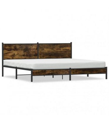 vidaXL Metal Bed Frame without Mattress Smoked Oak 200x200 cm